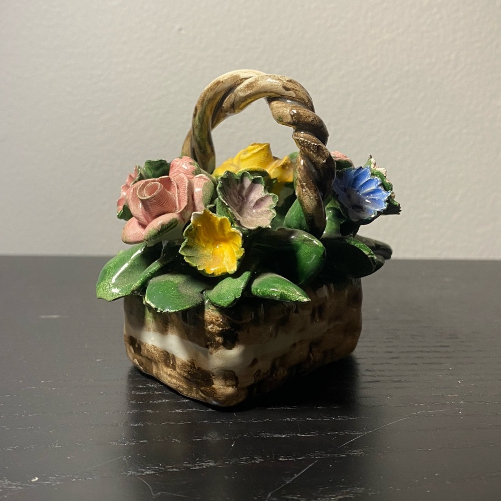 Vintage Mini Made in Italy Nuova Capodimonte Flower Basket ceramic